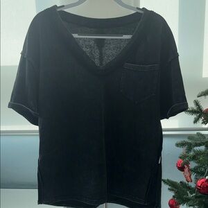 SHEIN Charcoal V-Neck Short Sleeve Top